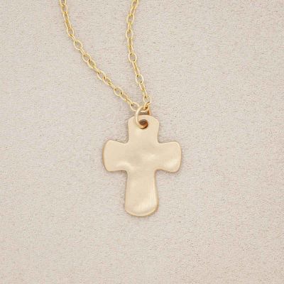 Grace for today cross necklace handcrafted in 14k yellow gold with a cross charm strung on choice of chain