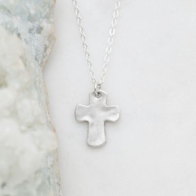Grace for today cross necklace handcrafted in sterling silver with a cross charm strung on choice of chain