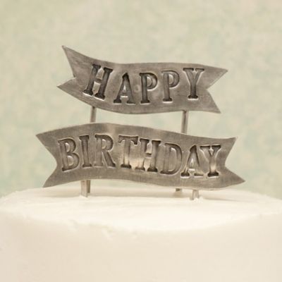 birthday banner cake topper {pewter}