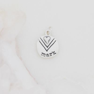 Heart with Chevron Charm {Sterling Silver}