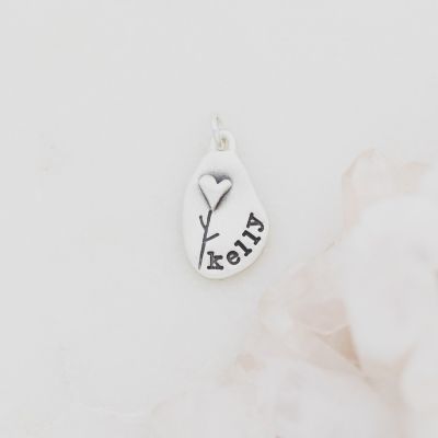 Heart with Flower Charm {Sterling Silver}