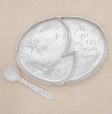 Love You to The Moon Plate & Spoon Set {Pewter}