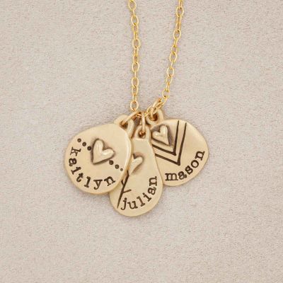 10k yellow gold personalized jumble of love necklace