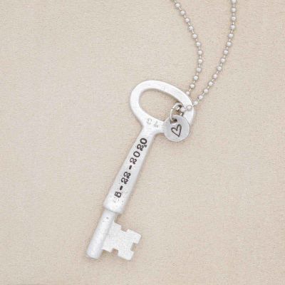 Key to my heart necklace handcrafted in pewter with up to three keys customizable with a name, date or phrase