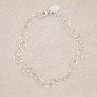 Large Round Link Bracelet Chain {Sterling Silver}
