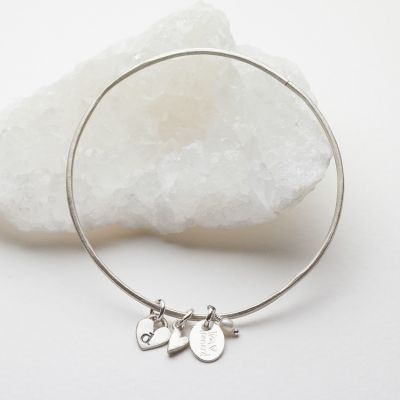 Heart Initial Stacking Bangle {Sterling Silver}