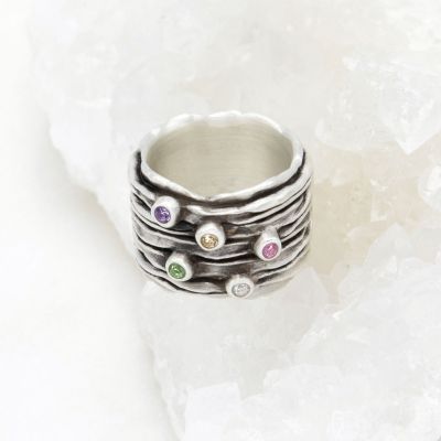brave love birthstone ring handcrafted in sterling silver customizable with up to five 2mm genuine birthstones