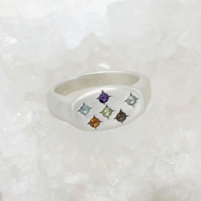 Constellation ring handcrafted in sterling silver set with birthstones and crystal gemstones 