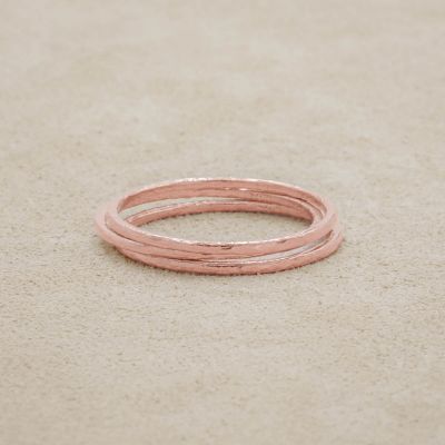 Featherweight stacking rings with 3 stackable ring handcrafted in rose gold sterling silver