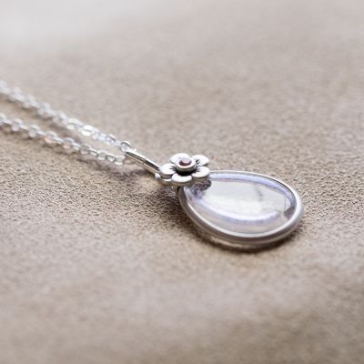 clear and bright birthstone bloom necklace {sterling silver}