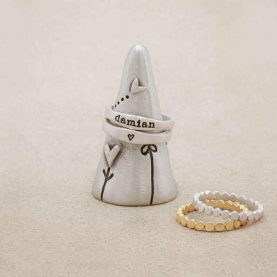 Love Is Everywhere Ring Holder, hand crafted in pewter, engraved with flowers and hearts