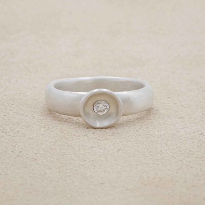 Love surrounds me ring hand-molded in sterling silver set with a 3mm birthstone 