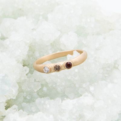 Handcrafted 14k yellow gold mother's rings customizable with up to 6 genuine birthstones 