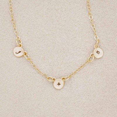 14k yellow gold my darling ones initial necklace personalized with 3 initials
