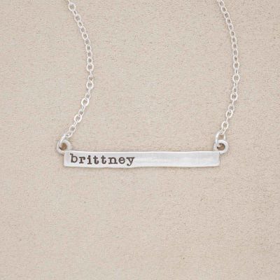 sterling silver personalized cross bar necklace customized with name or phrase