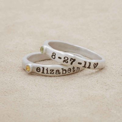 Personalized passage ring handcrafted in sterling silver with your choice of birthstone