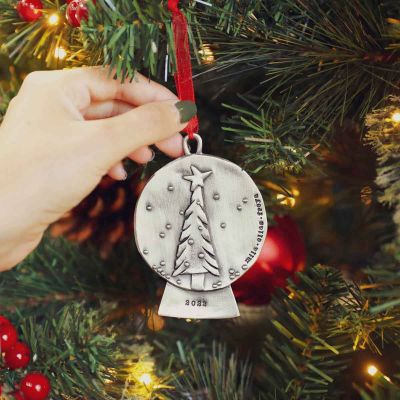 Pewter Santa Key Christmas Tree Ornament on a Card 