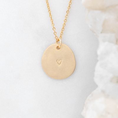 Small and Mighty Heart Disc Necklace {Gold Plated}