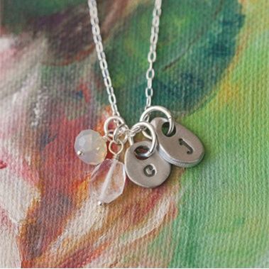 Teenie Tiny Initials Necklace {Pewter}