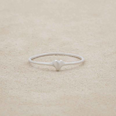 sterling silver sweet love ring - one heart on a marble background