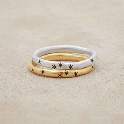 Tiny sparkles stacking ring handcrafted in sterling silver with a satin finish and stackable with other mix and match rings