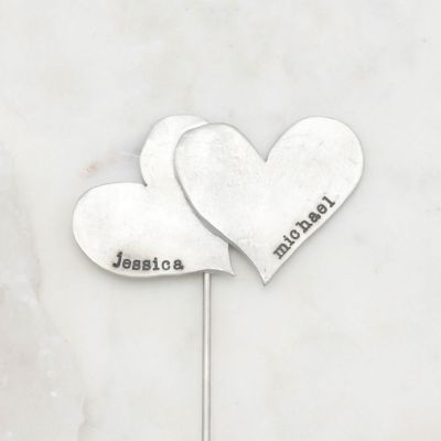 Two Hearts Become One Cake Topper {Pewter}