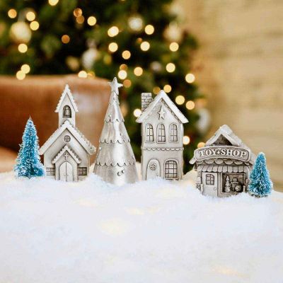 Winter Wonderland Village Set display in snow