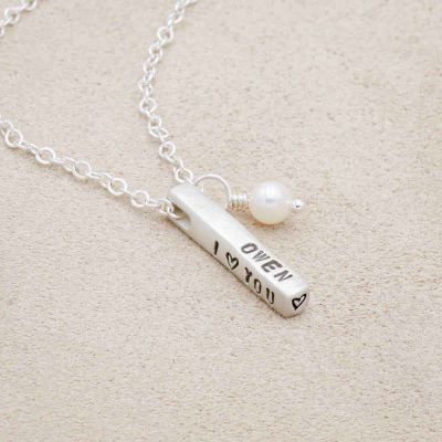word of the year necklace, personalized up to 4 sides and handcrafted in sterling silver