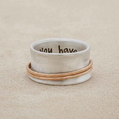 You Have My Heart Spinner Ring {Sterling Silver & Bronze}