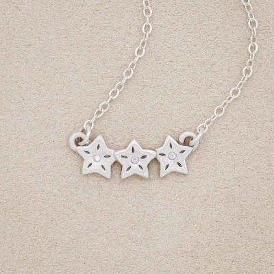 sterling silver your spark necklace with 1.5mm cubic zirconia in each star and strung on silver link chain