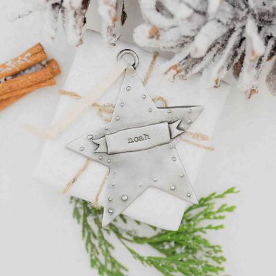 your spark ornament hand-molded and cast in fine pewter and personalized with a word, name or date