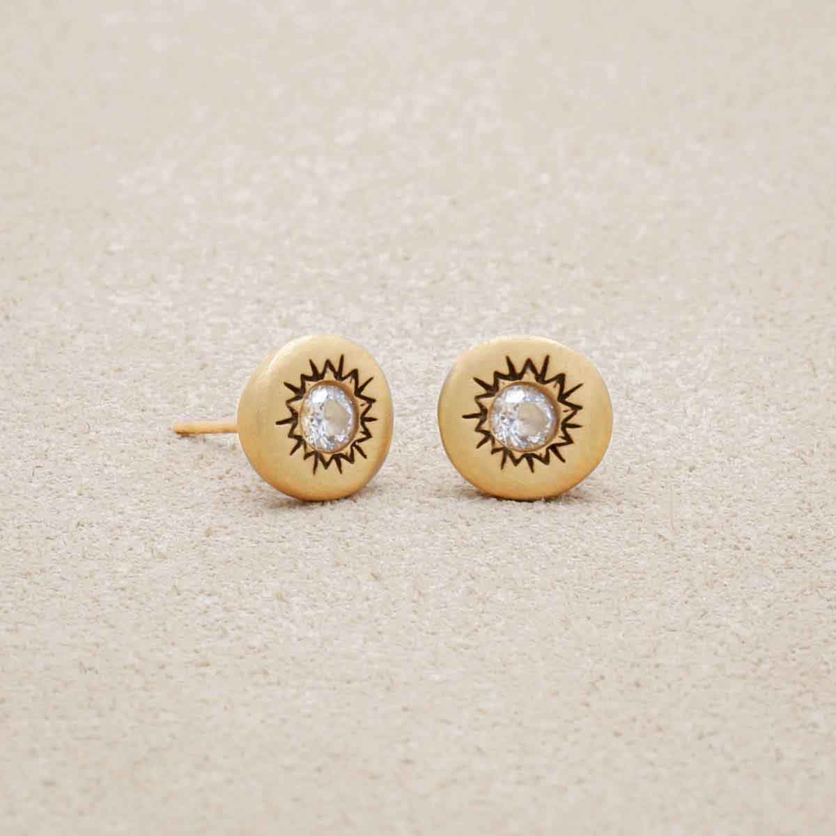 Image of Sunburst Stud Earrings {10K Gold}